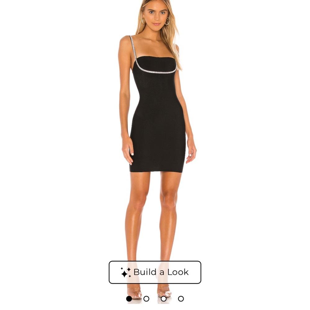 REVOLVE Black Mini Dress with Silver Trim